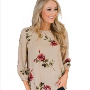 Tops - Apricot floral blouse Tops - Apricot floral blouse